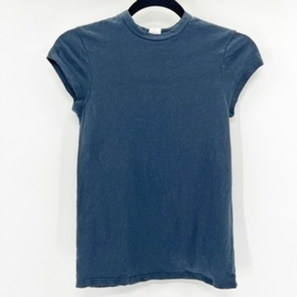 SET T Shirt Women's Small Charcoal Gray Cap‎ Sleeve Crew Neck Basic Cotton Top
